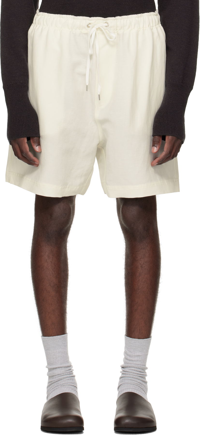 Shorts Studio Nicholson Starboard Drawstring Shorts Vit | STARBOARD SNM - 1369