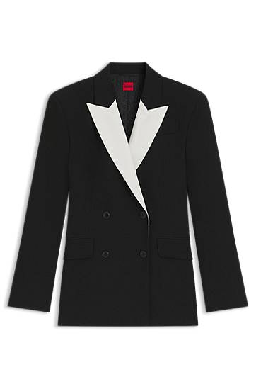 Jacka BOSS Regular Fit Contrast Lapel Blazer Svart | 50544752