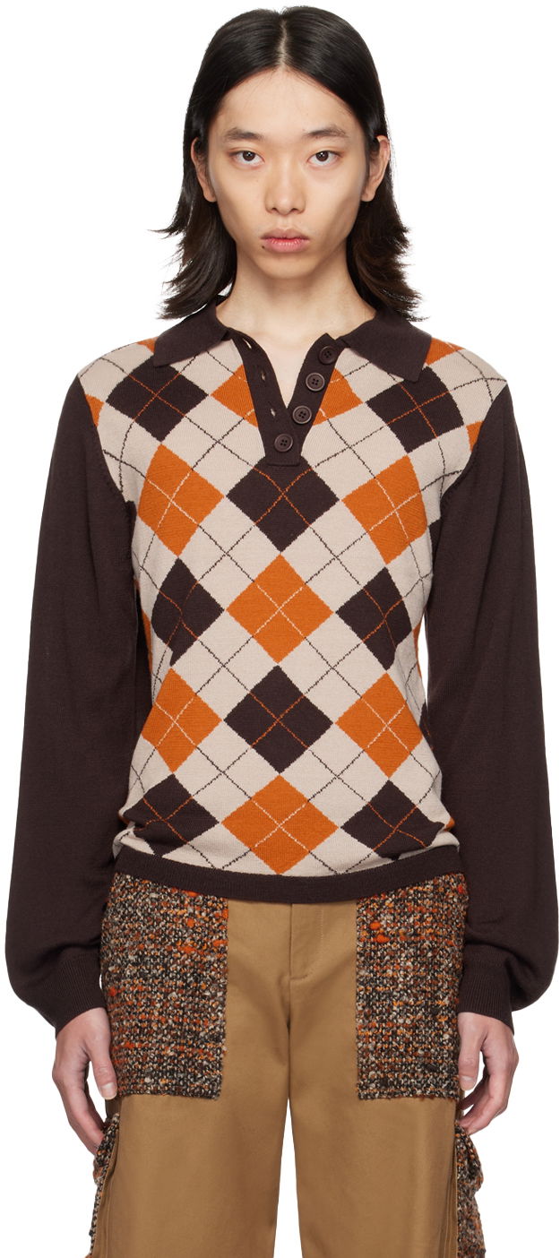 Polotröja Anna Sui Anna Sui Argyle Polo Brun | 624P20