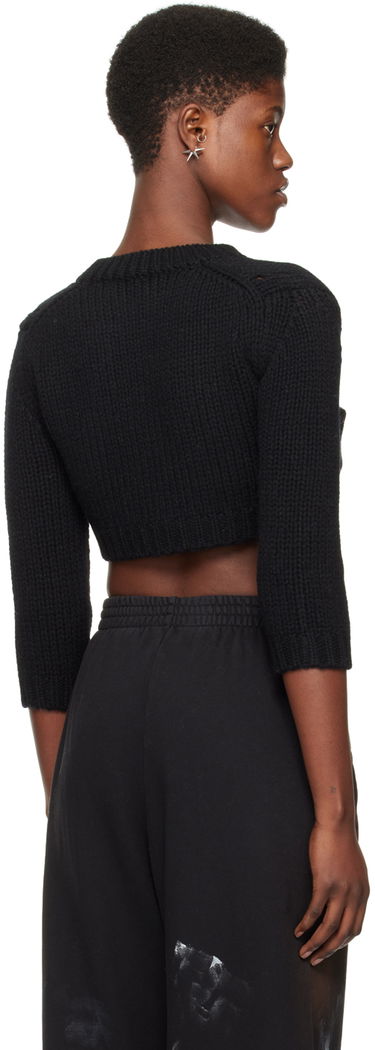 Sweater We11done Patch Pocket Cropped Cardigan Svart | WD-KC0-24-645-W-BK, 2