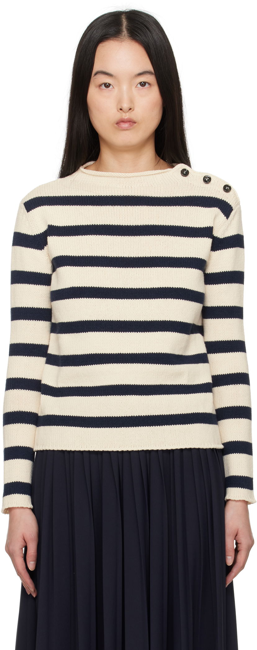 Sweater Max Mara Weekend Max Mara Vibo Striped Knit Sweater Beige | 2515361201600