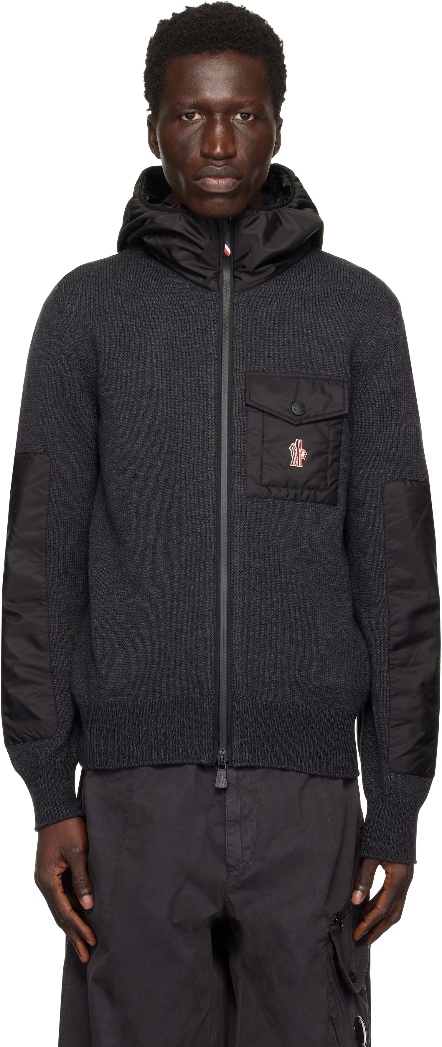 Sweater Moncler Wool Zip-Up Hoodie Grå | J20979B00013A9462, 0