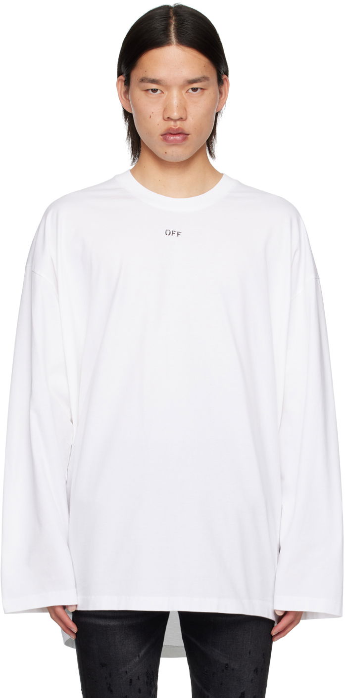 T-shirt Off-White White Off Stamp Long Sleeve T-Shirt Vit | OMAB091C99JER0010110
