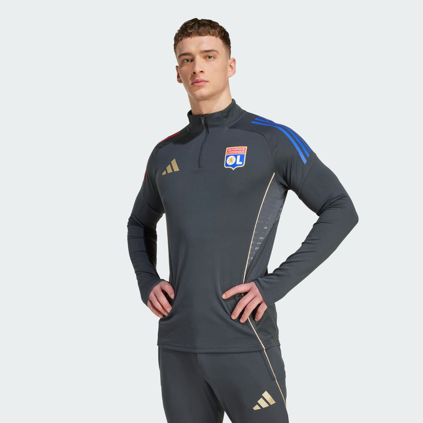 Sweatshirt adidas Performance Olympique Lyon Tiro 25 Competition Training 1/4 Zip Top Grå | JL7747