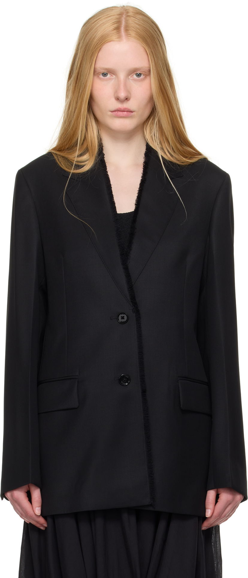 Jacka TOTEME TOTEME Raw Lapel Blazer Svart | 253-WRZ0054-FB0435