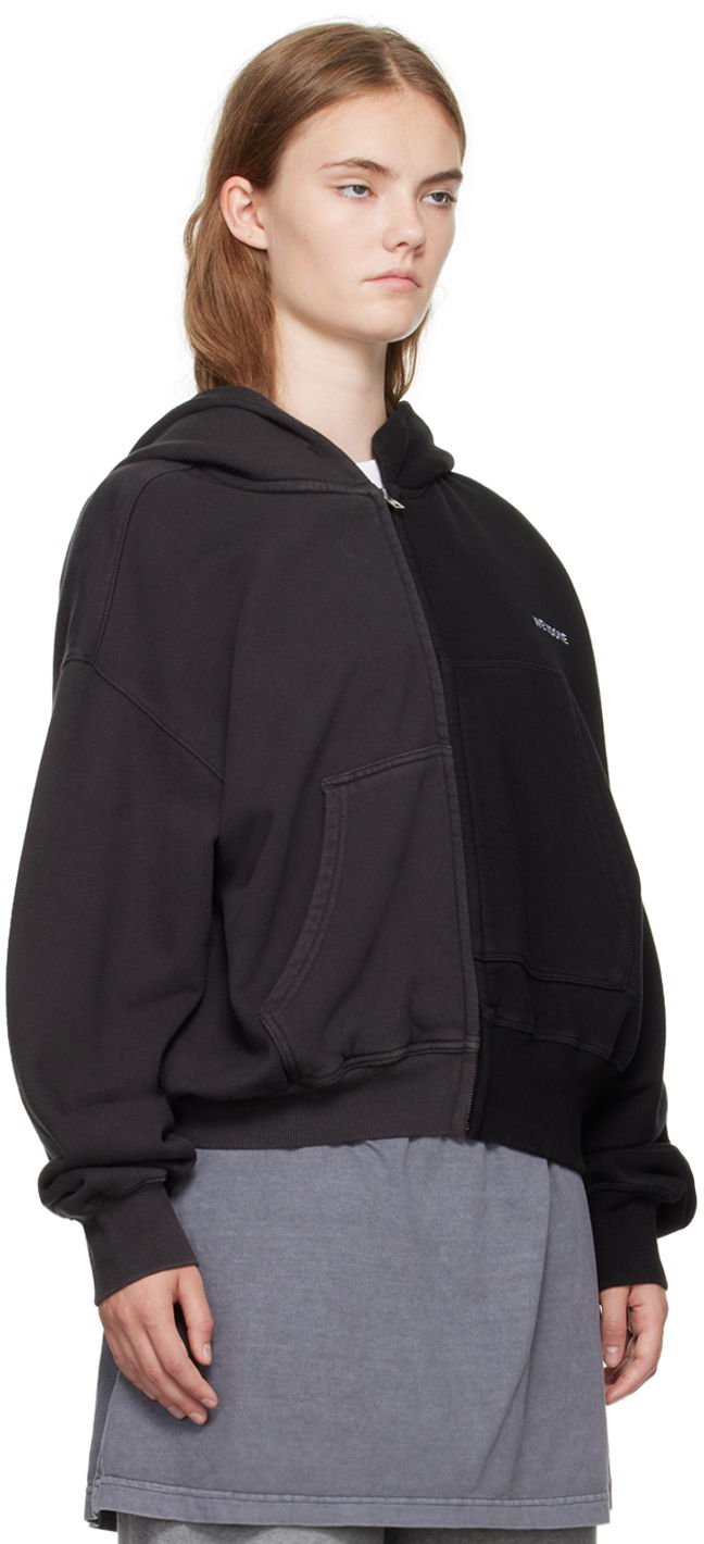 Sweatshirt We11done Unbalance Zip-Up Hoodie Svart | WD-TJ2-24-816-U-MX, 1