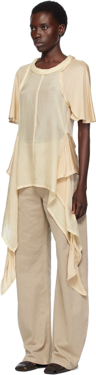 T-shirts och linne LEMAIRE Lemaire Mixed Fabric Knotted Top Beige | TO1332 LF1373, 3