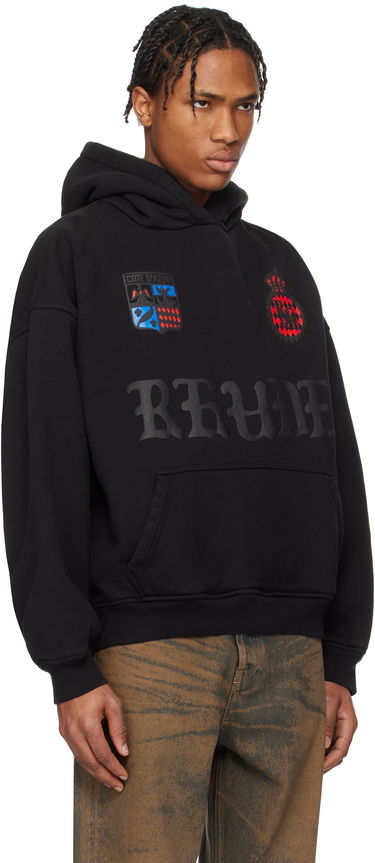 Sweatshirt Rhude Rhude Crest Oversized Hoodie Svart | RHPS25HO03012, 1