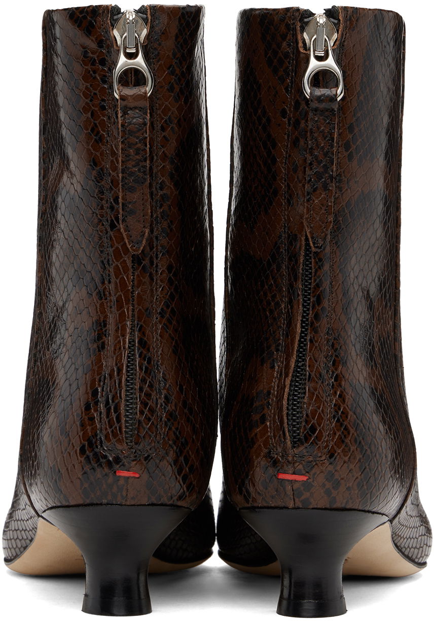 Kläder Aeyde Aeyde Zoe Snakeskin Ankle Boots Brun | A11-AB-TGRP35KT74-FW24-953-064, 1