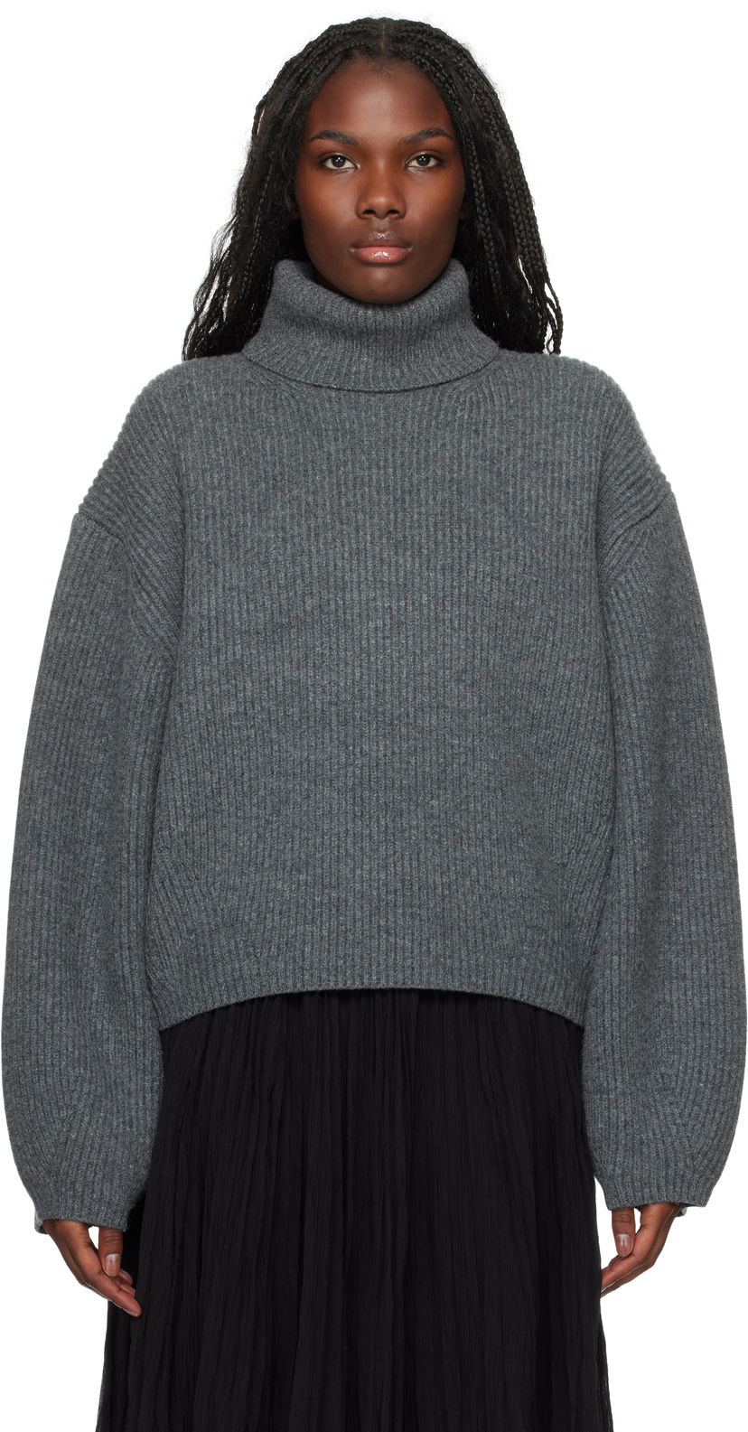 Sweater TOTEME TOTEME Ribbed Turtleneck Sweater Grå | 244-WRT0394-YA0110