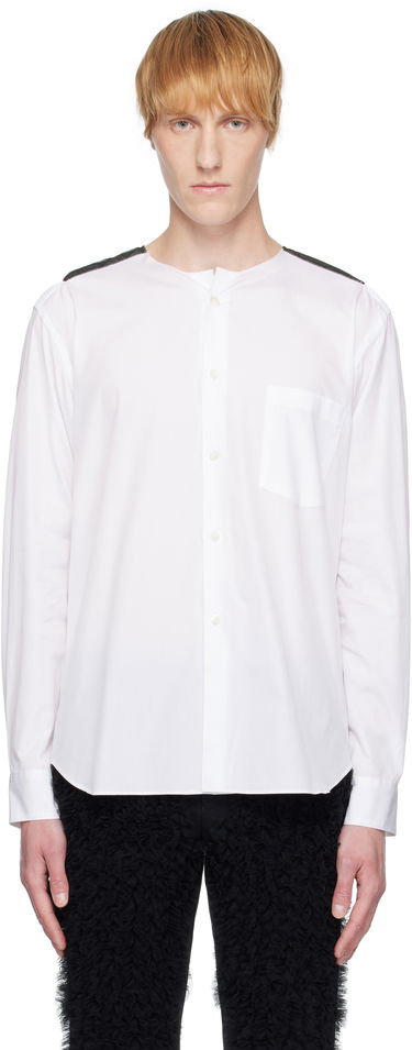 Skjorta Comme des Garçons Homme Plus Broad & Tulle Cotton Cloth Collarless Shirt Vit | PO-B013-051, 0