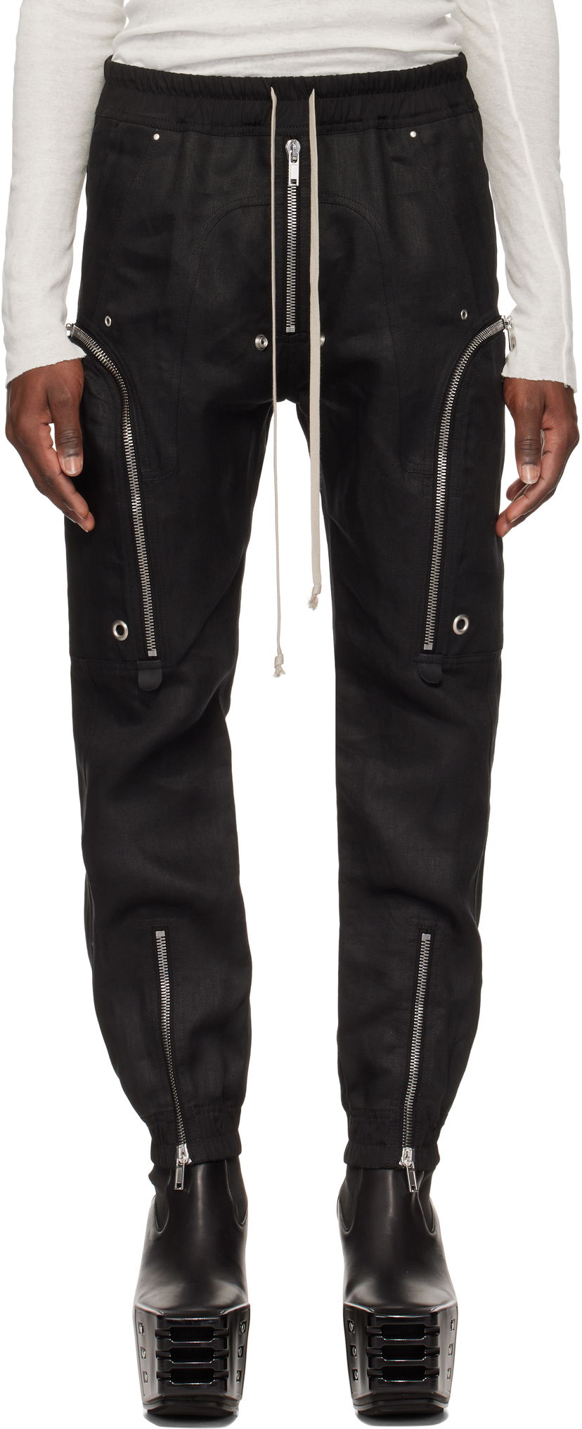 Cargo byxor Rick Owens Rick Owens Hollywood Bauhaus Cargo Pants Svart | RU01E5377 TWL