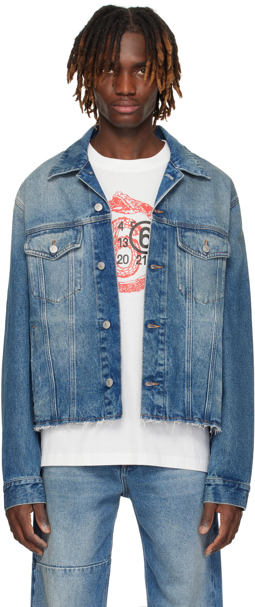 Jacka Maison Margiela MM6 Maison Margiela Sports Denim Jacket Blå | SH0AM0026 M30018