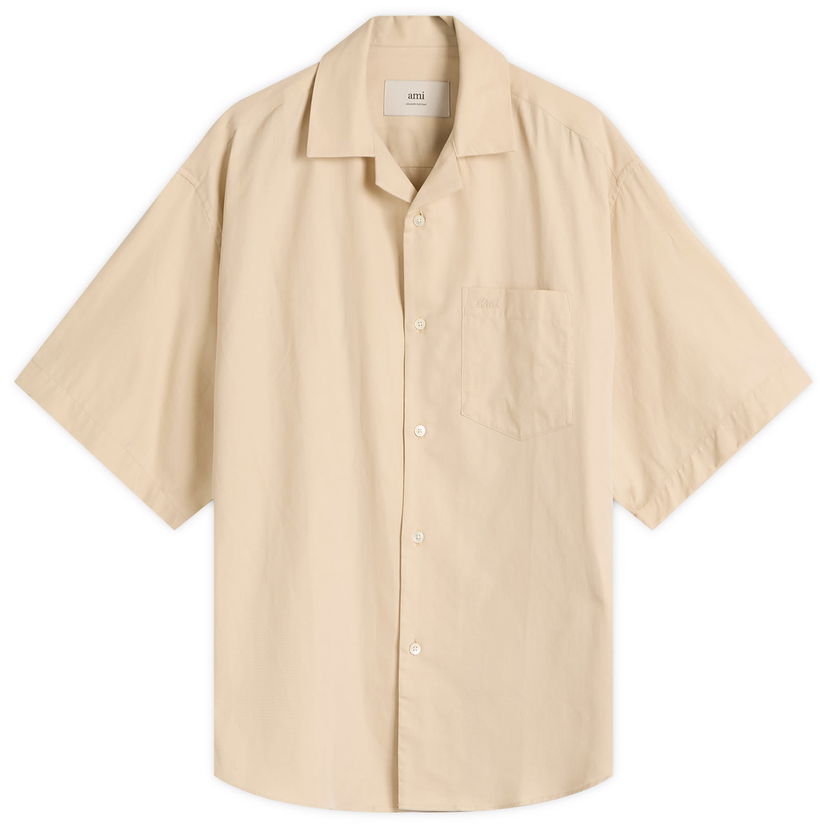 Skjorta AMI AMI Paris Men's Short Sleeve Boxy Shirt Beige | HSH236-CO0099-725