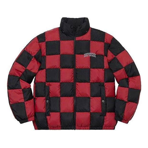Pufferjacka Supreme Checkerboard Puffy Jacket Röd | SUP-FW19-10891
