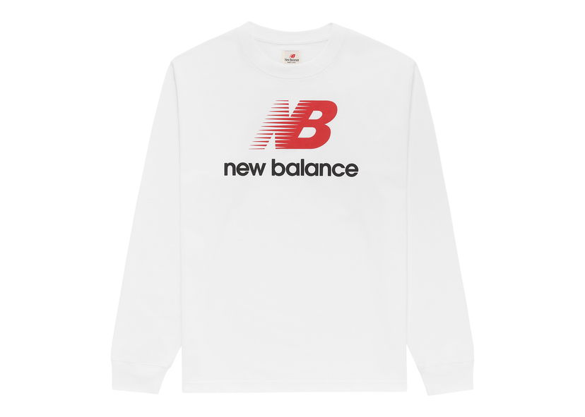 T-shirt New Balance Made In USA Heritage Long Sleeve T-shirt White/Red/Black Vit | MT23549WT