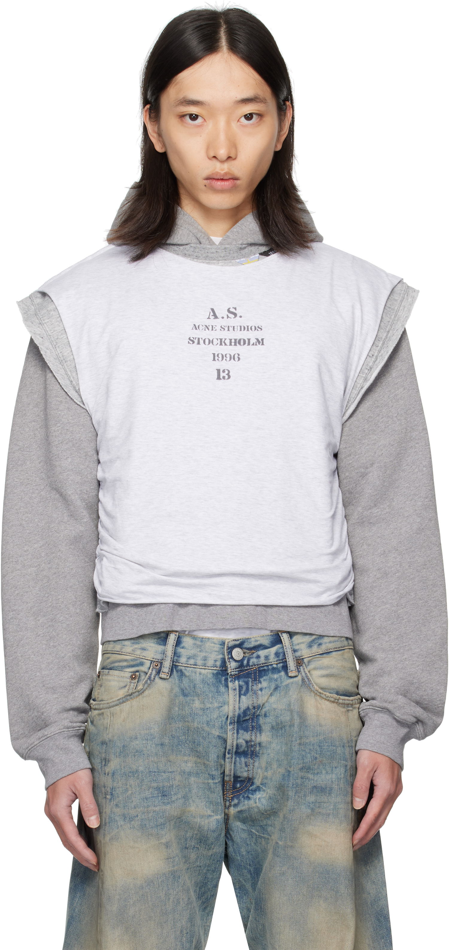 Sweatshirt Acne Studios Acne Studios Layered Hoodie Grå | BI0216-, 0