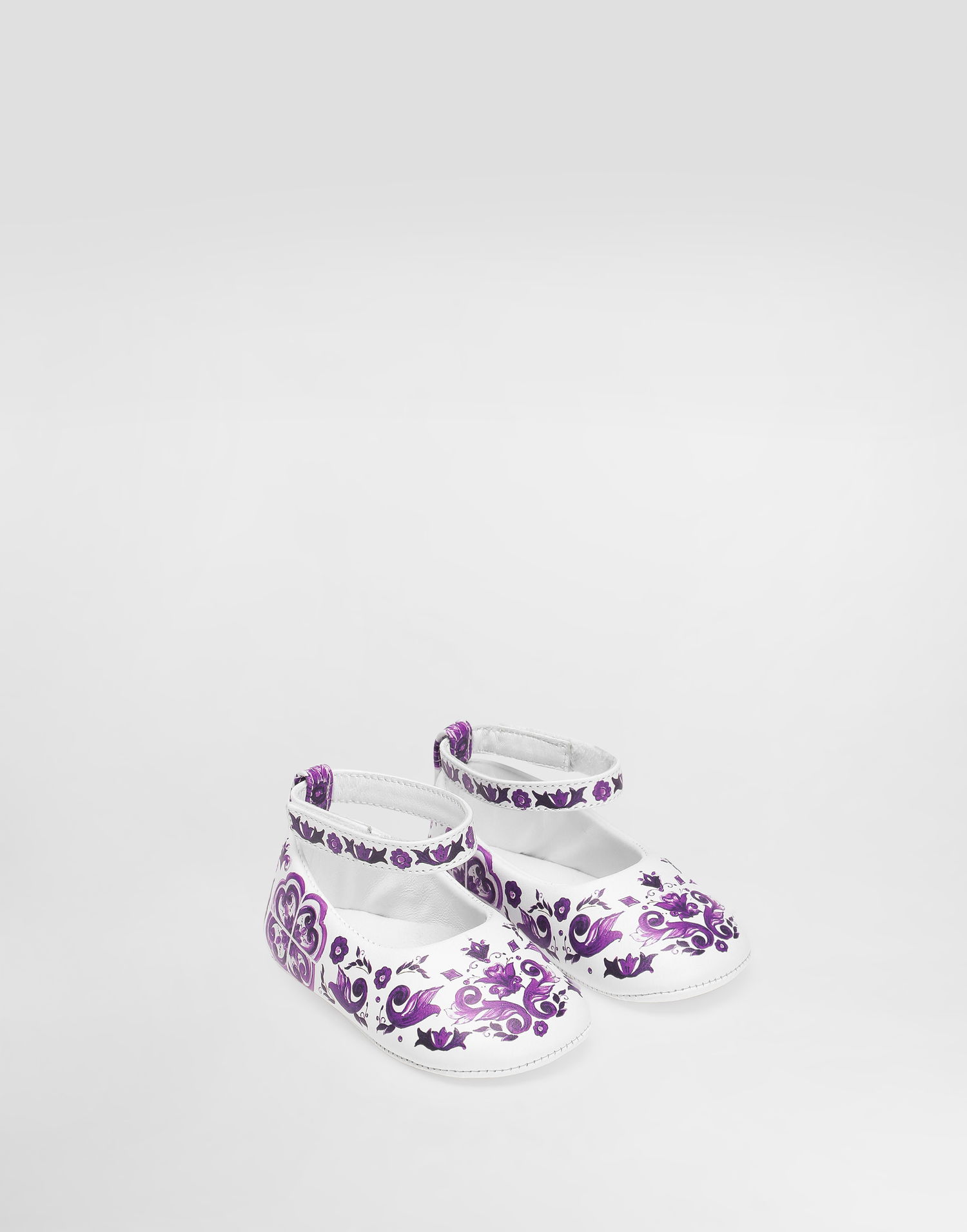 Sneakers och skor Dolce & Gabbana Dolce & Gabbana Majolica-print Nappa Leather Ballet Flats Vit | DK0065AC513I03TN, 1