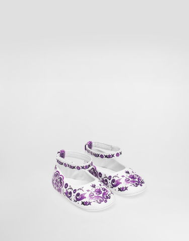 Sneakers och skor Dolce & Gabbana Dolce & Gabbana Majolica-print Nappa Leather Ballet Flats Vit | DK0065AC513I03TN, 1