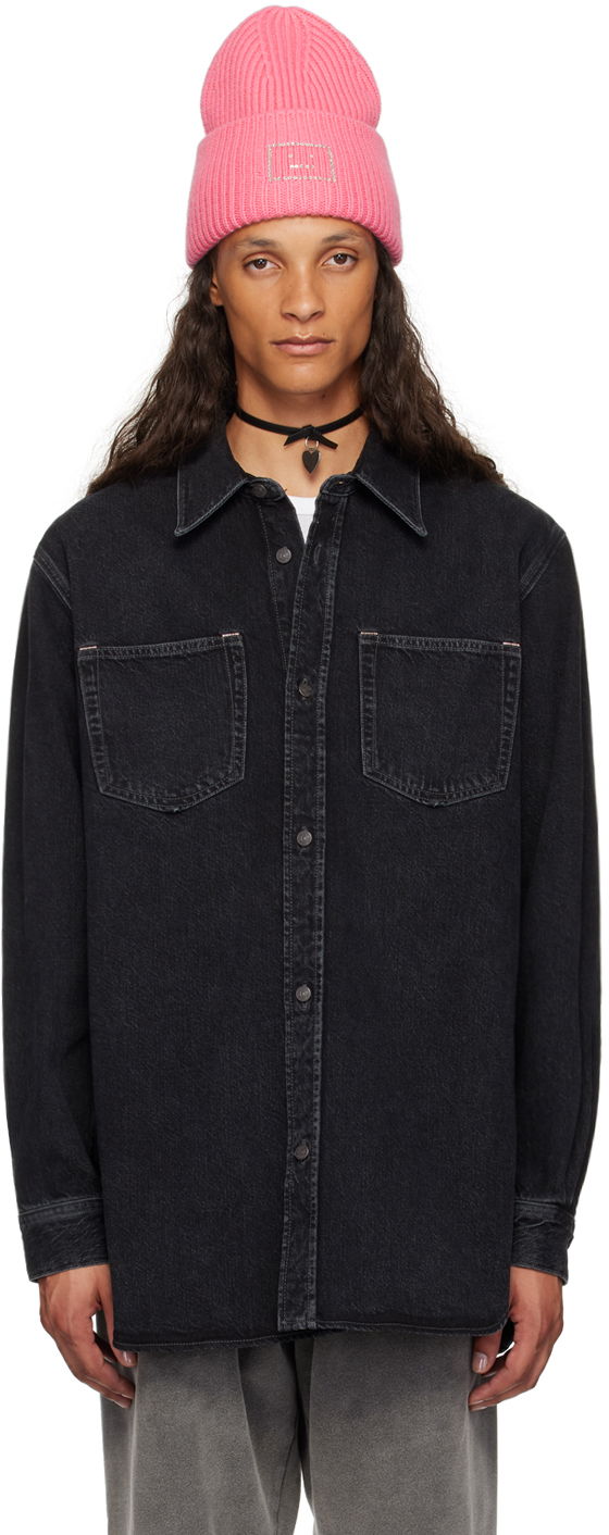 Skjorta Acne Studios Button-Up Denim Shirt Svart | CB0082-