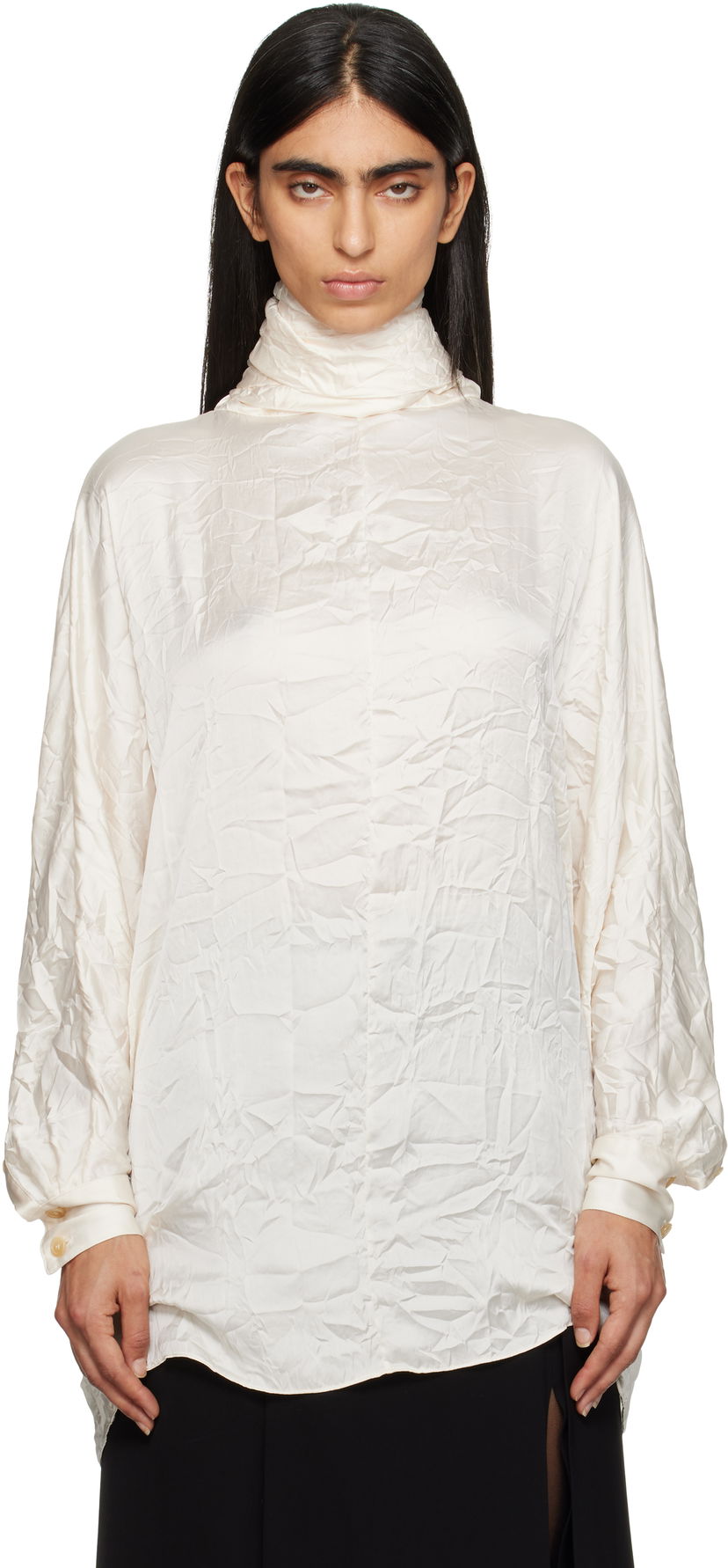 Skjorta Khaite Textured Turtleneck Top Vit | 23564116