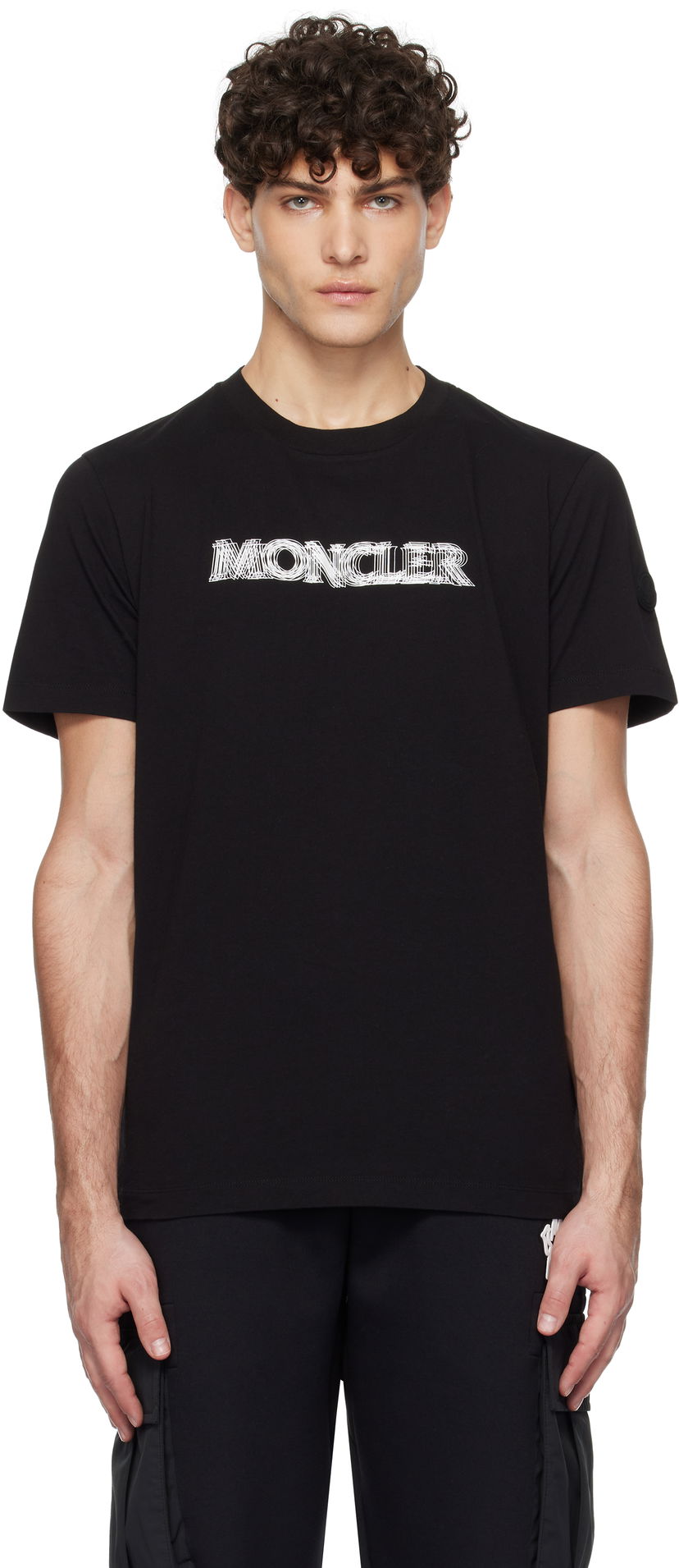 T-shirt Moncler Short Sleeve T-Shirt with Logo Print Svart | K10918C0000589A17