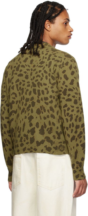 Sweater We11done We11done Leopard Print Cardigan Grön | WD-KC3-23-622-U-KK, 2