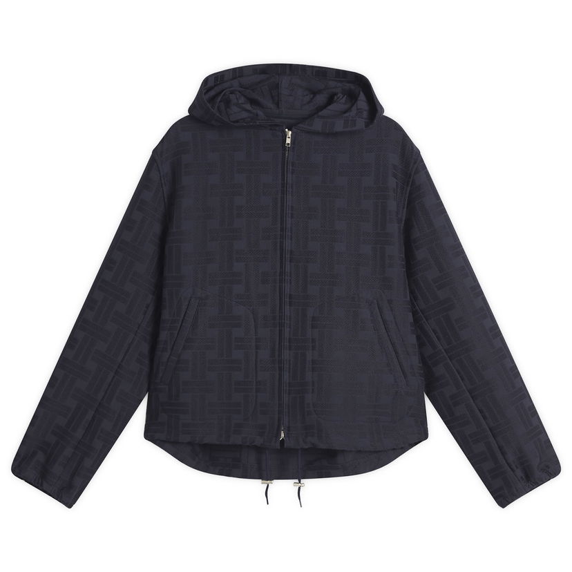 Vindjacka KENZO Kenzo Weave Hooded Shirt, Size Large Mörkblå | FF55CH5329JX-79