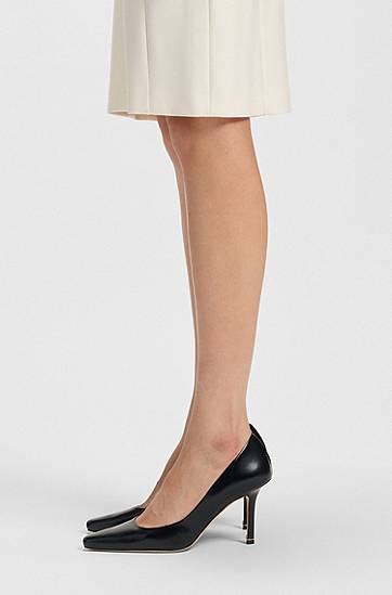 Sneakers och skor BOSS Polished Leather Pointed-Toe Pumps Svart | 50548509, 1