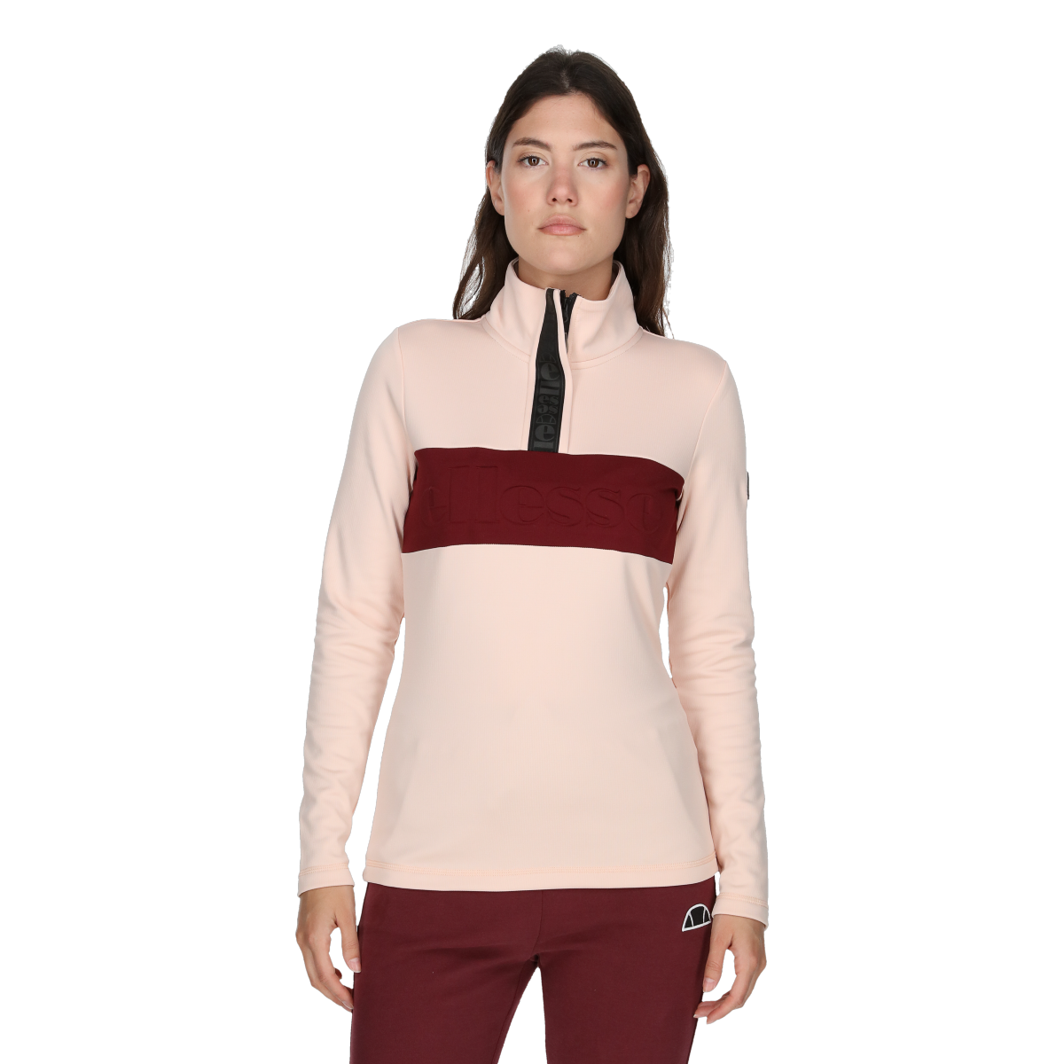 Sweatshirt Ellesse Mock Neck Half-Zip Fleece Pullover with Chest Stripe Rosa | ELA233F612-82, 0