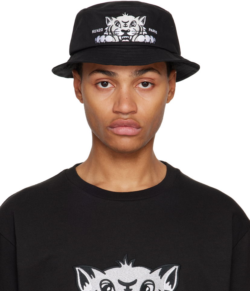 Hatt KENZO Logo Graphic Bucket Hat Svart | FF58AC624F46