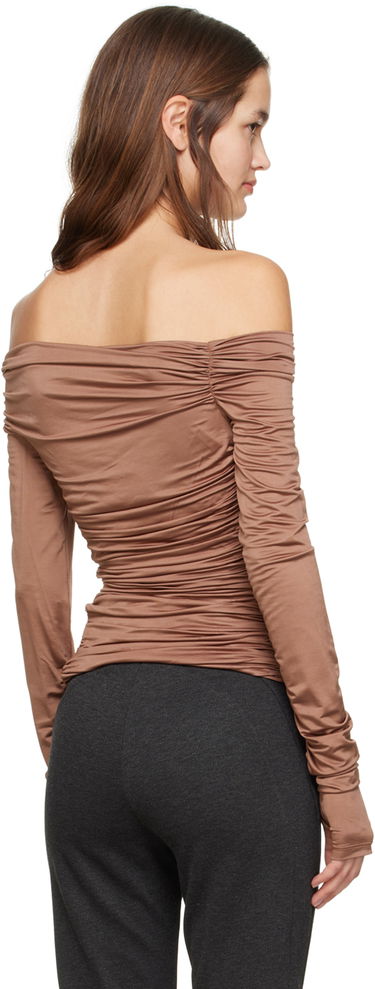 T-shirt Helmut Lang Ruched Long Sleeve Top Brun | N10HW513, 2