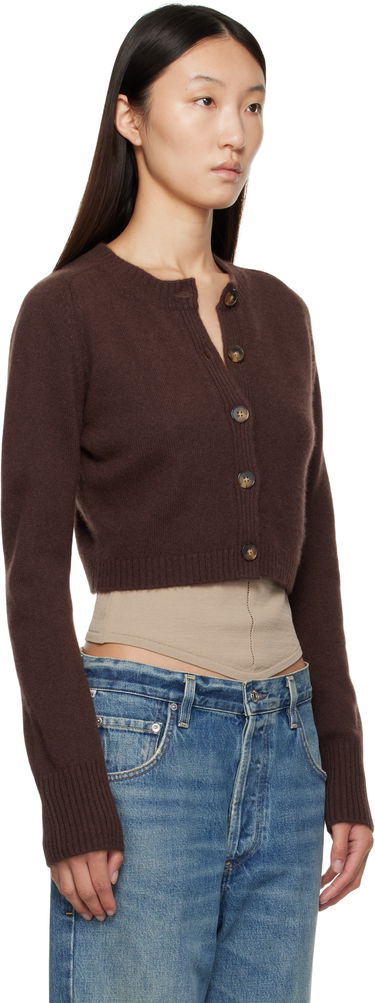 Sweater Loulou de Saison Loulou de Saison Zephir Cashmere Cropped Cardigan Svart | ZEPHIR LDS, 4