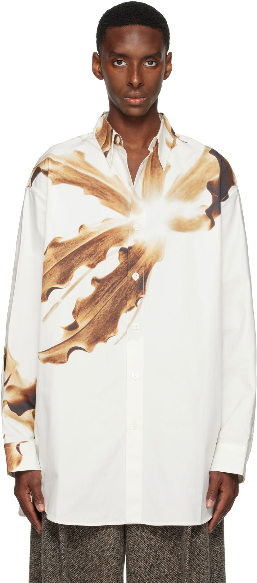 Skjorta Dries Van Noten Dries Van Noten Flame Lily Print Shirt Vit | 252-020711-2029