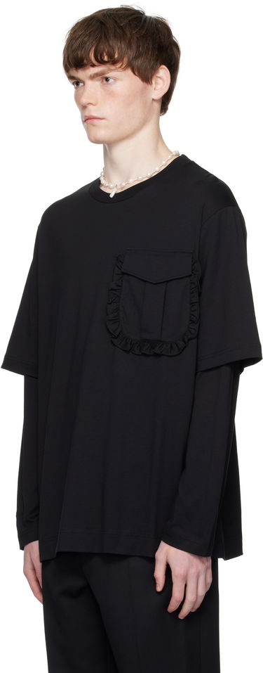 T-shirt Simone Rocha Simone Rocha Layered Ruffle Pocket Long Sleeve T-Shirt Svart | 5379 0553, 3