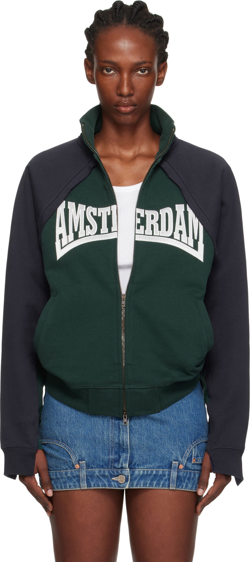 Sweatshirt VETEMENTS Vetements 'Amsterdam' Patched Zip-Up Sweatshirt Grön | UH76ZU760EN