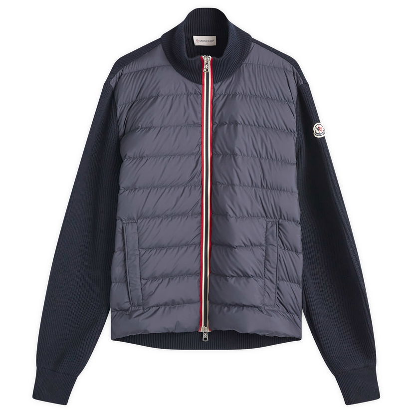 Pufferjacka Moncler Cotton Yarn Hybrid Jacket With Knit Sleeves Blå | 9B000-06-M1367-779