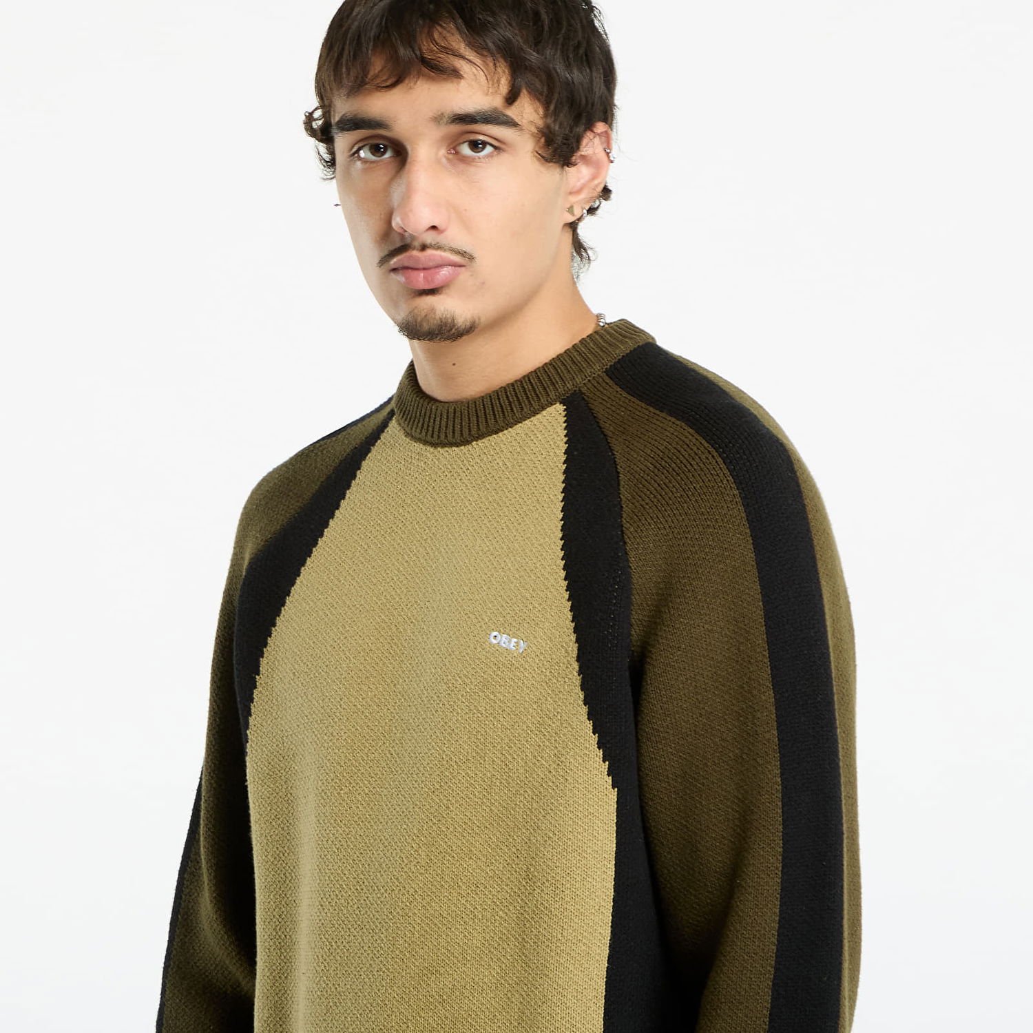 Sweatshirt OBEY Raglan Crew Neck Sweater Mermaid Green Multi Grön | 151000116-MMG, 1