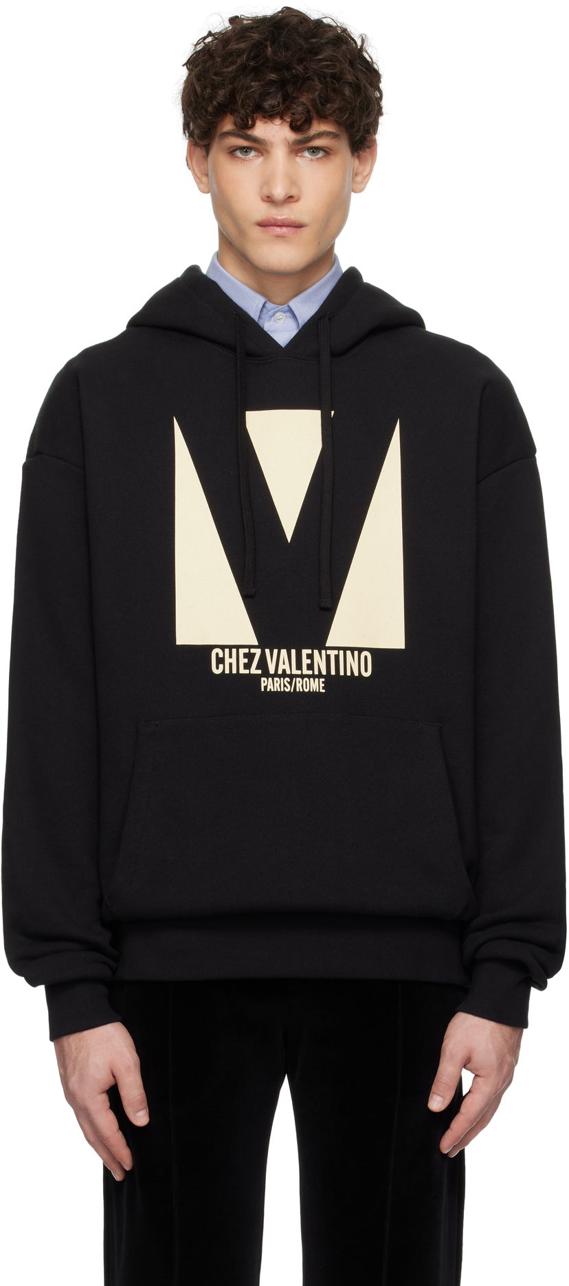 Sweatshirt Valentino Cotton Hoodie With Print Svart | 6V3MF28NAQA