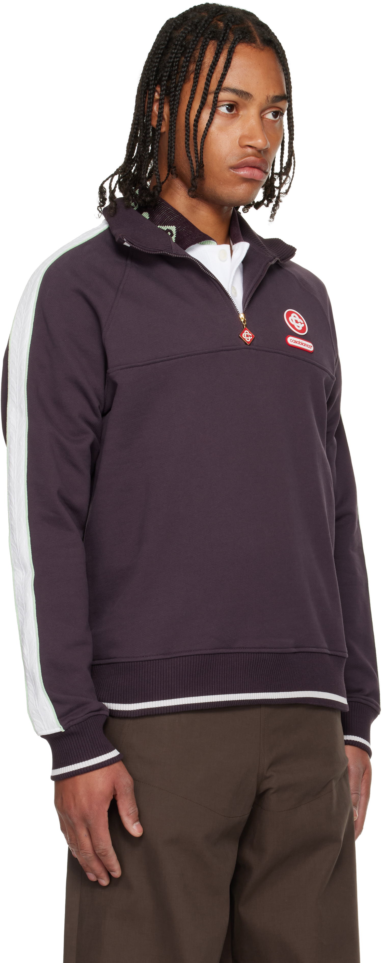 Sweatshirt Casablanca Quarter Zip Laurel Sweatshirt Purpur | M-AW25-JTP-419-01, 1
