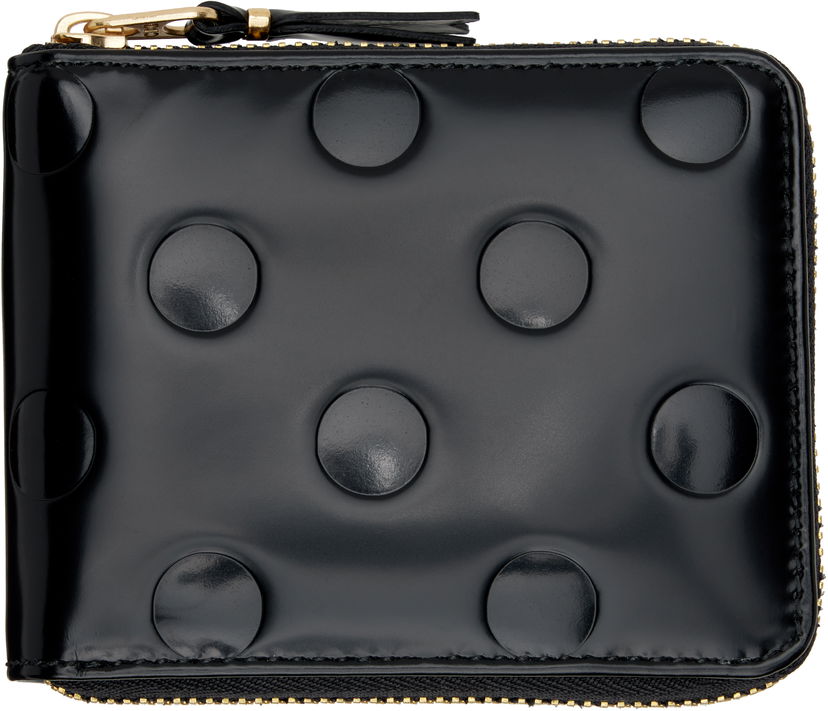 Plånbok Comme des Garçons Dots Embossed Leather Zip Wallet Svart | SA7100NE