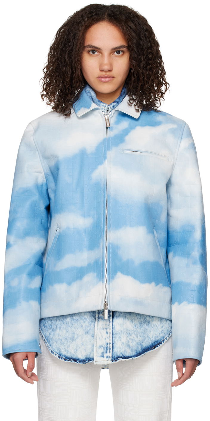 Vindjacka VETEMENTS VTMNTS Sky Puzzle Leather Jacket Blå | VL14JA100S