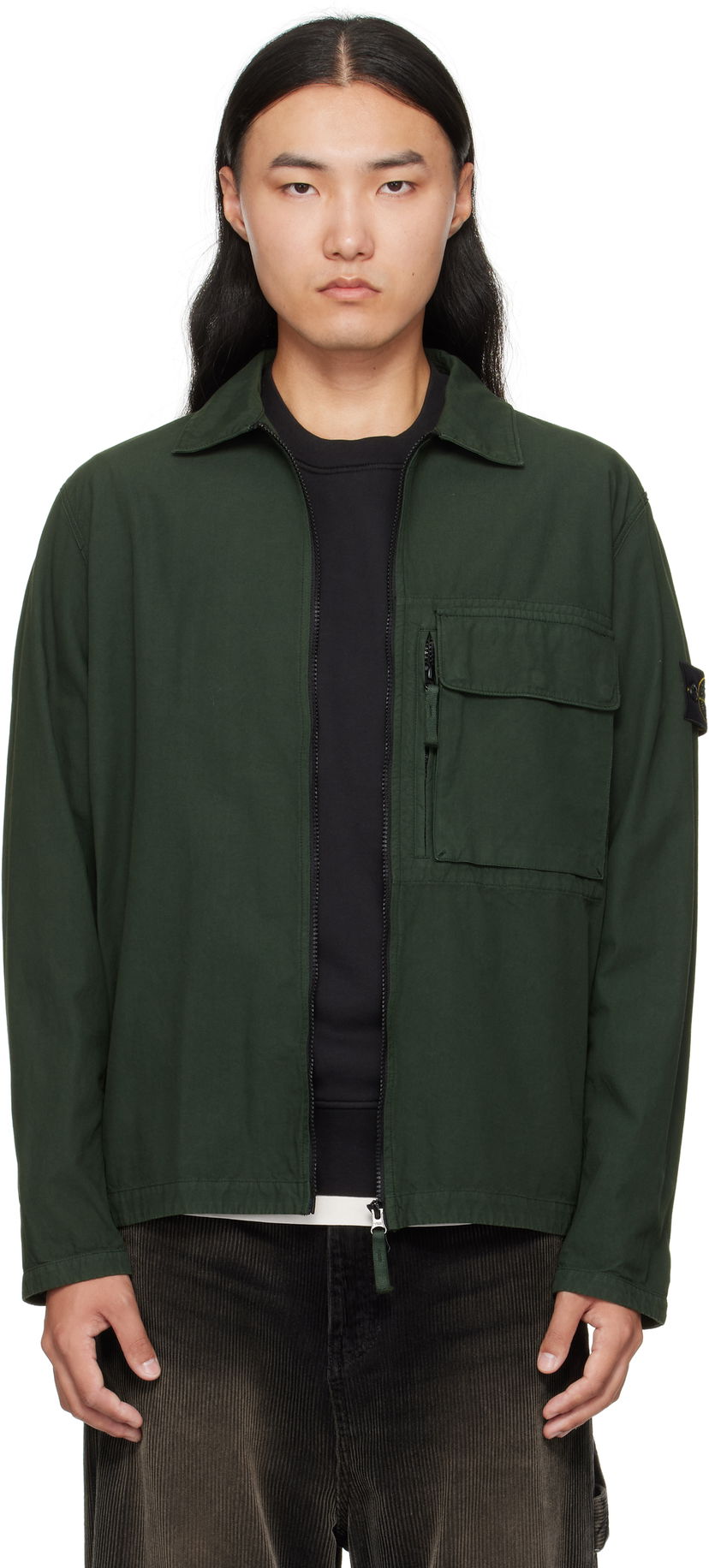 Jacka Stone Island Canvas Weave Cotton Jacket Grön | K2S15 1200004 S0179