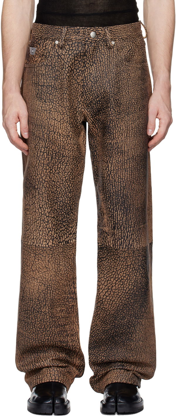 Byxor MISBHV Safari Leather Pants Brun | 241M326