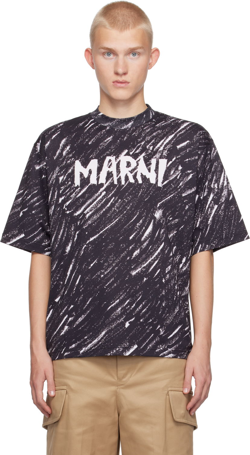 T-shirt Marni Logo T-shirt Svart | HUMU0223CP USS018
