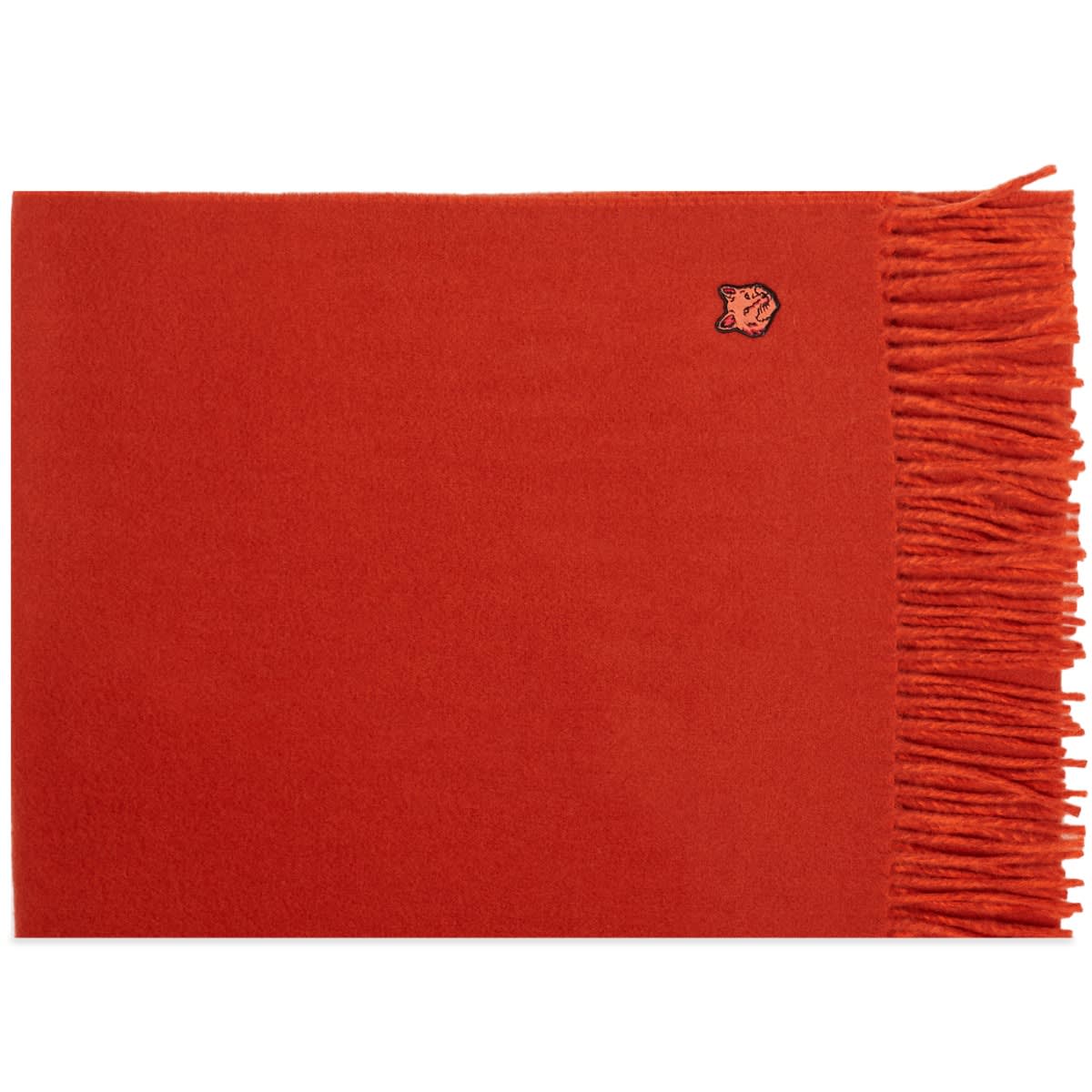 Halsduk MAISON KITSUNÉ Fox Head Patch Wool Scarf Röd | LM06201WA0018-M669, 0