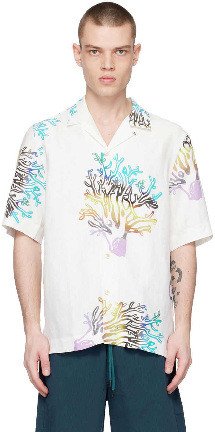 Skjorta Paul Smith Paul Smith Coral Print Resort Shirt Vit | M1R-905U-K01924-02
