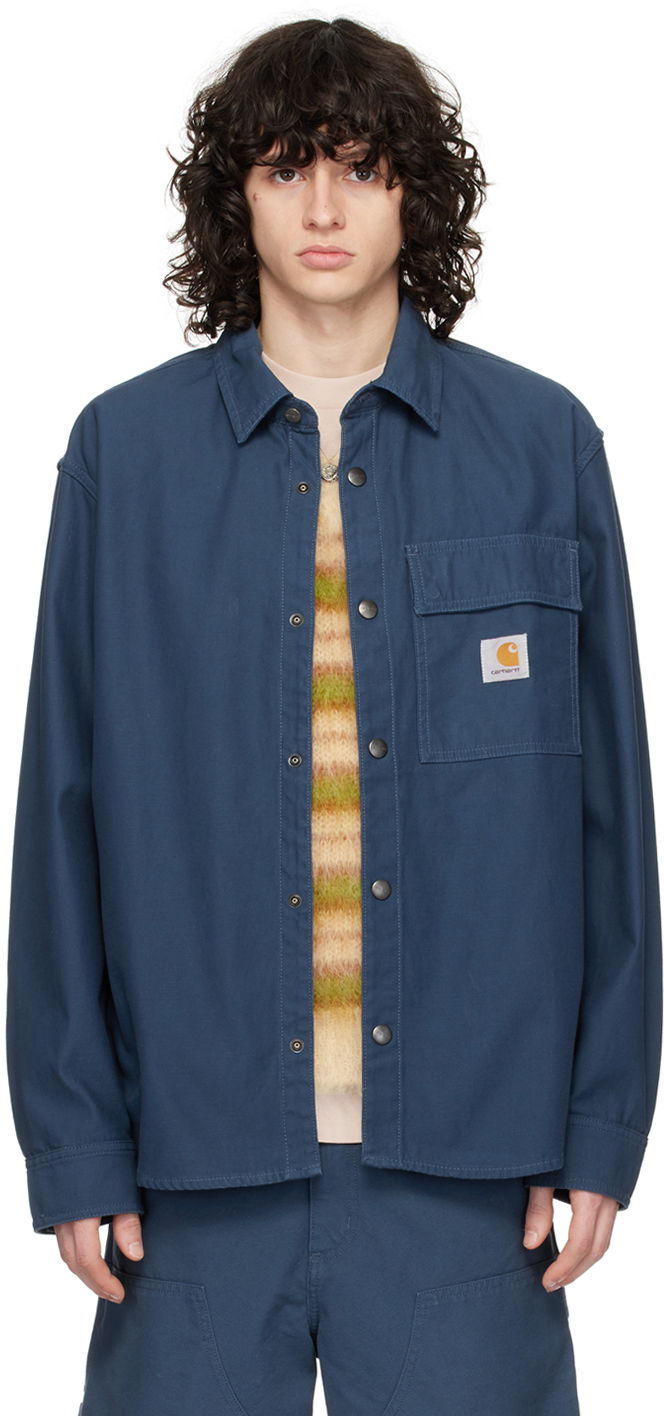 Skjorta Carhartt WIP Workwear Button-Up Shirt Jacket Blå | I033443