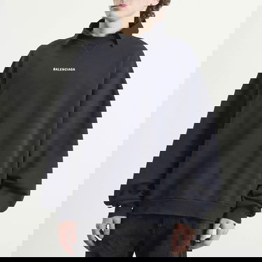 Sweatshirt Balenciaga Logo Layered Collar Sweatshirt Mörkblå | 850363-TTVJ2-1569, 2