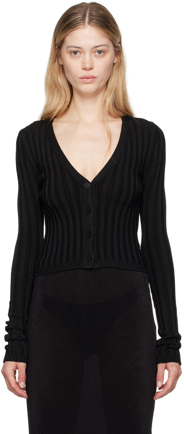Sweater GUIZIO Guizio Slinky Rib Knit Cardigan Svart | P24108S023
